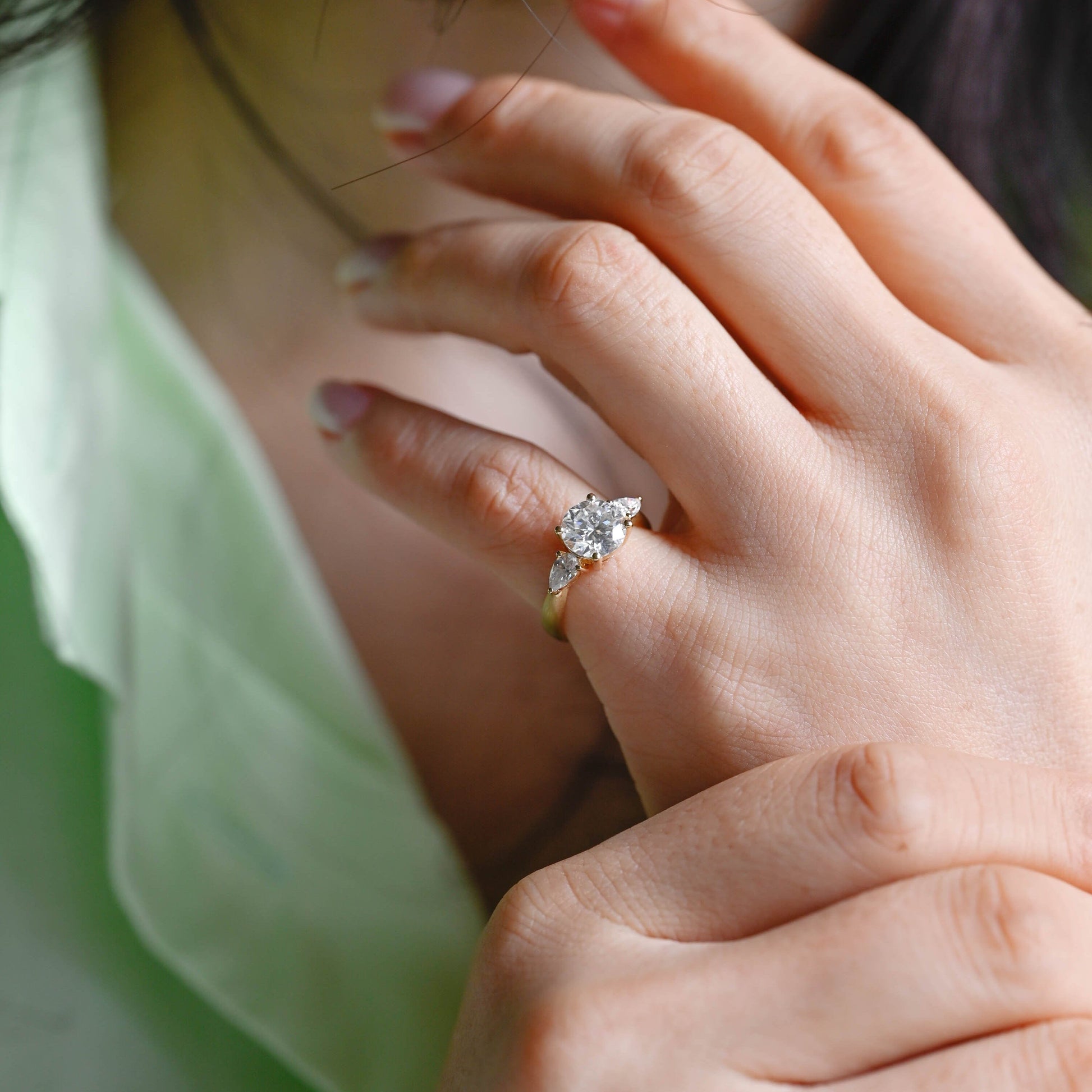 2 CT Emerald Pave Moissanite Engagement Ring