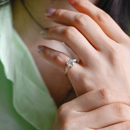 2 CT Emerald Pave Moissanite Engagement Ring