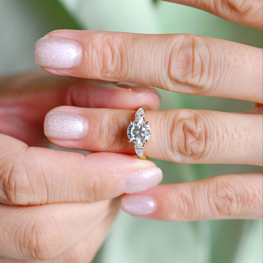 2 CT Emerald Pave Moissanite Engagement Ring