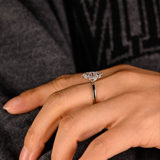2 CT Emerald Pave Moissanite Engagement Ring