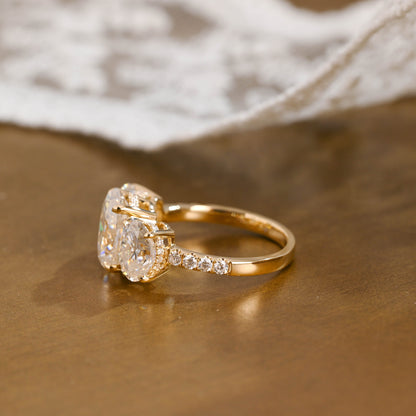 2 CT Emerald Pave Moissanite Engagement Ring