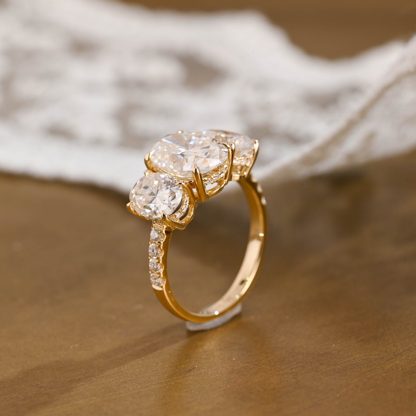 2 CT Emerald Pave Moissanite Engagement Ring