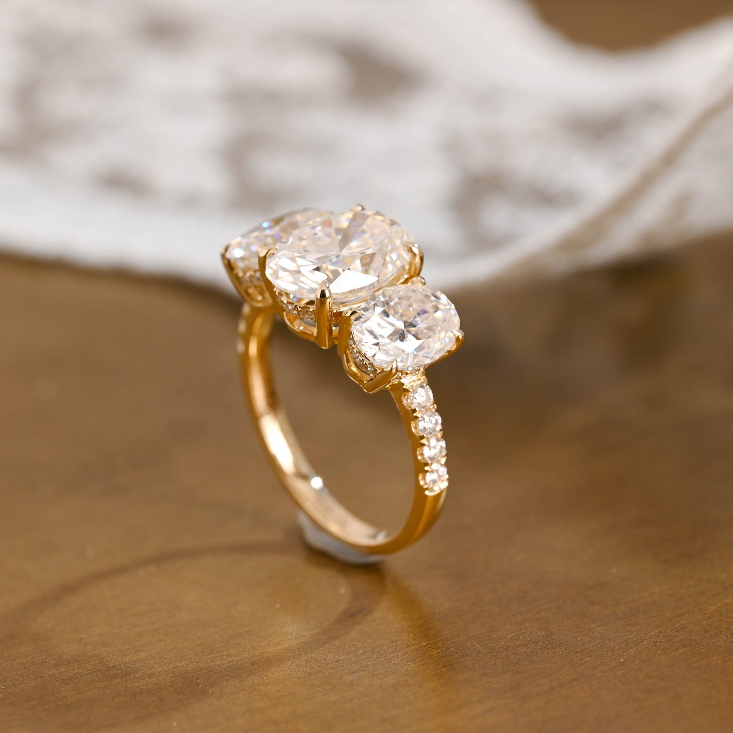 2 CT Emerald Pave Moissanite Engagement Ring