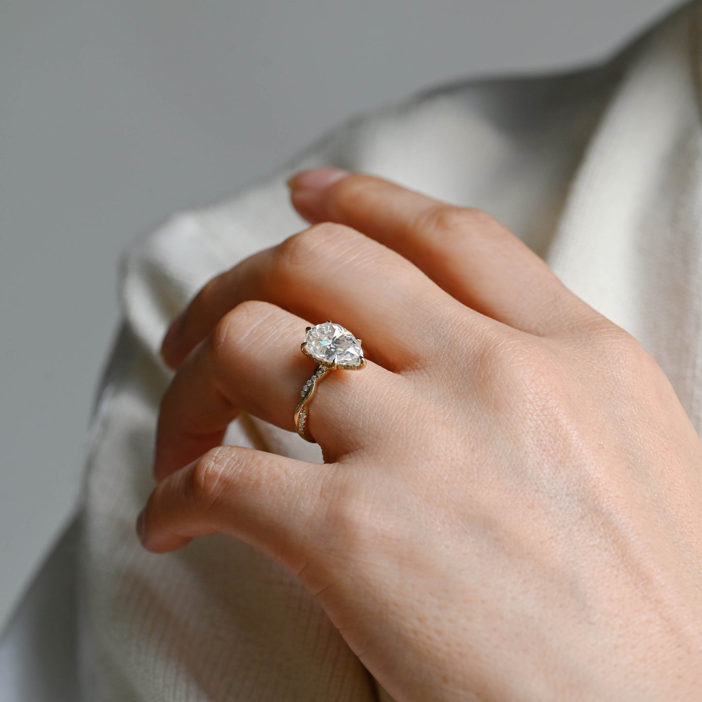 2 CT Emerald Pave Moissanite Engagement Ring