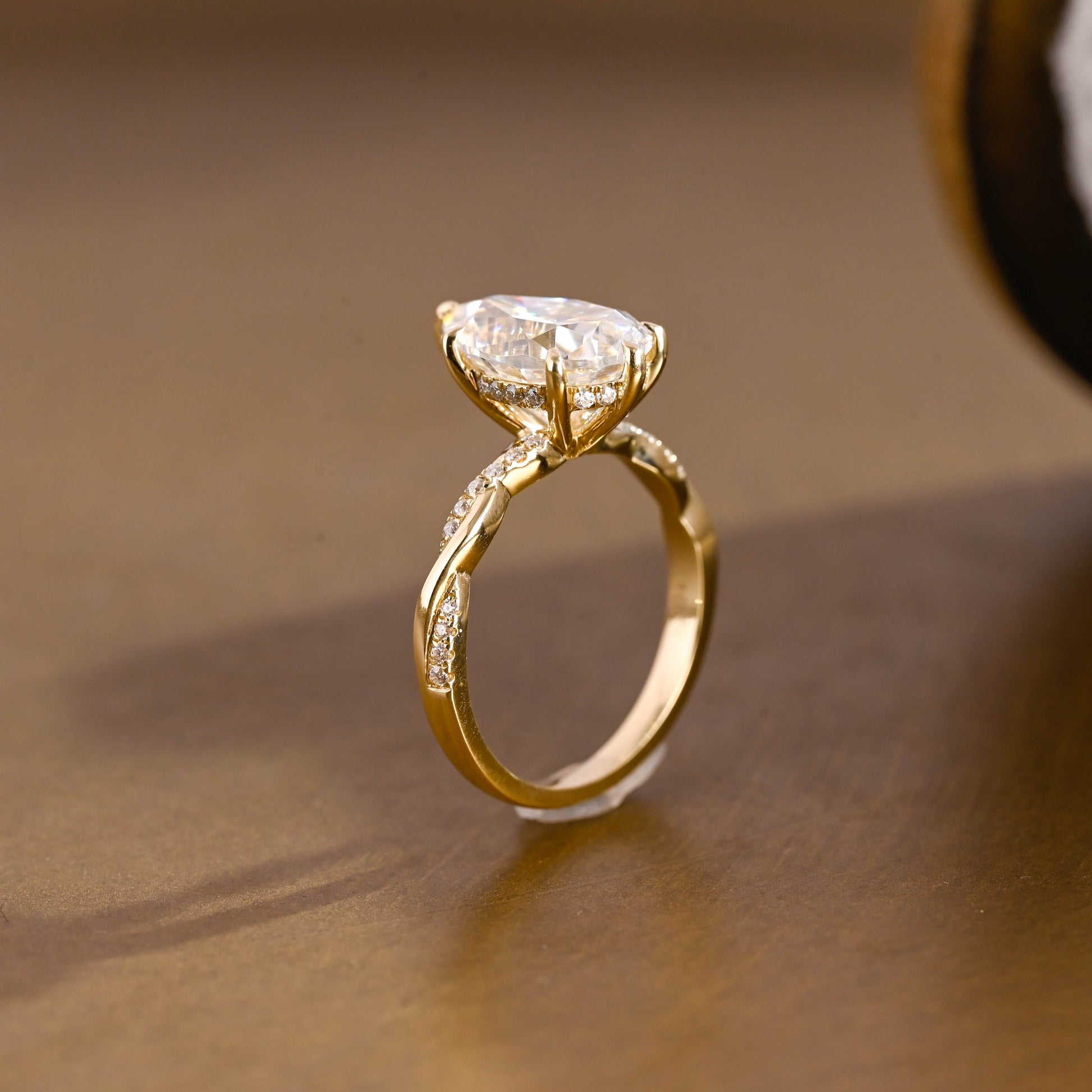 2 CT Emerald Pave Moissanite Engagement Ring