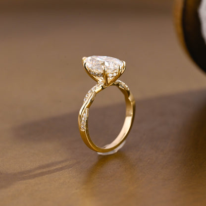 2 CT Emerald Pave Moissanite Engagement Ring