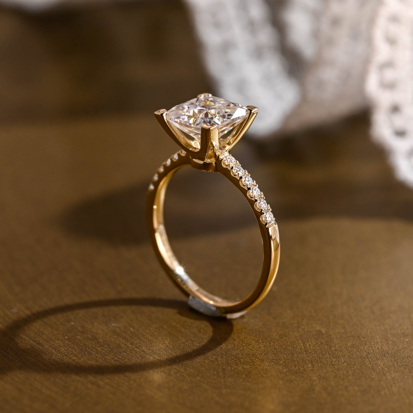 2 CT Emerald Pave Moissanite Engagement Ring