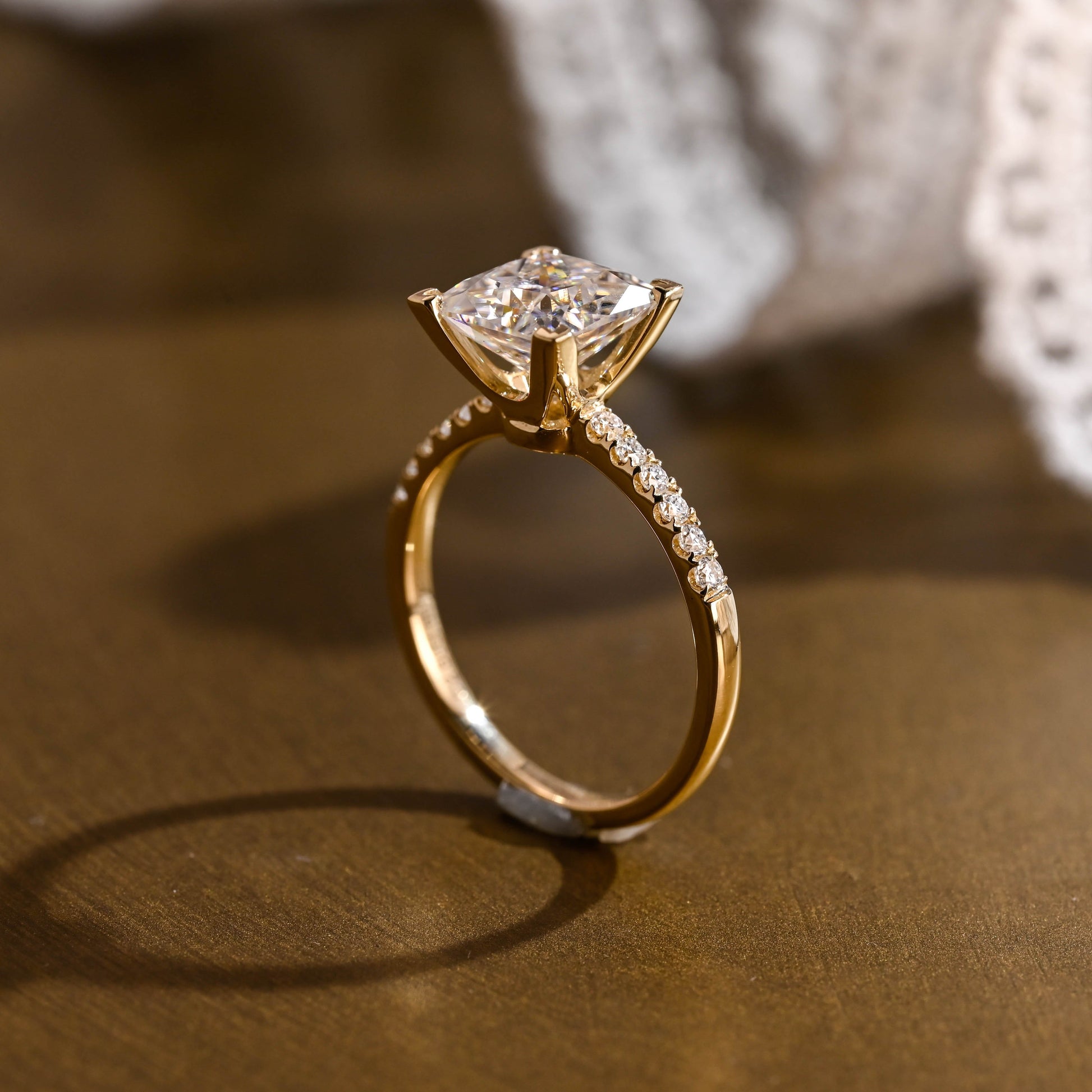 2 CT Emerald Pave Moissanite Engagement Ring