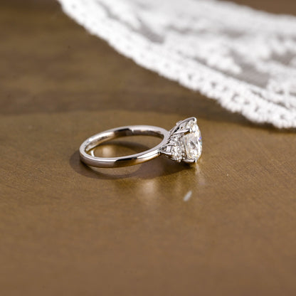 2 CT Emerald Pave Moissanite Engagement Ring