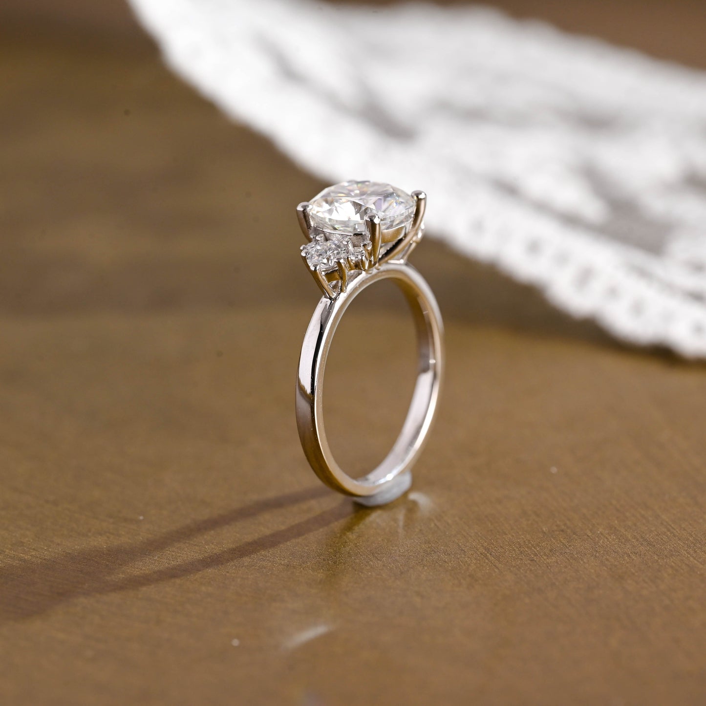 2 CT Emerald Pave Moissanite Engagement Ring
