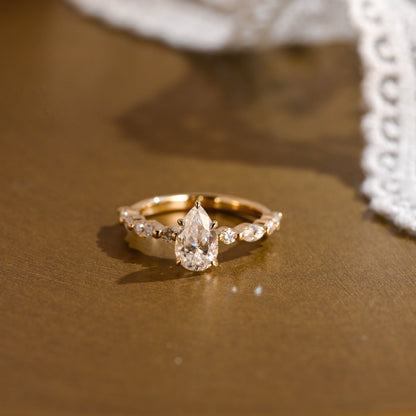 2 CT Emerald Pave Moissanite Engagement Ring