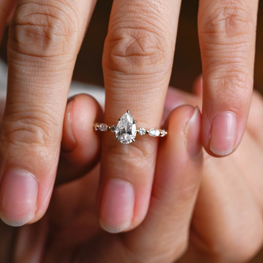2 CT Emerald Pave Moissanite Engagement Ring
