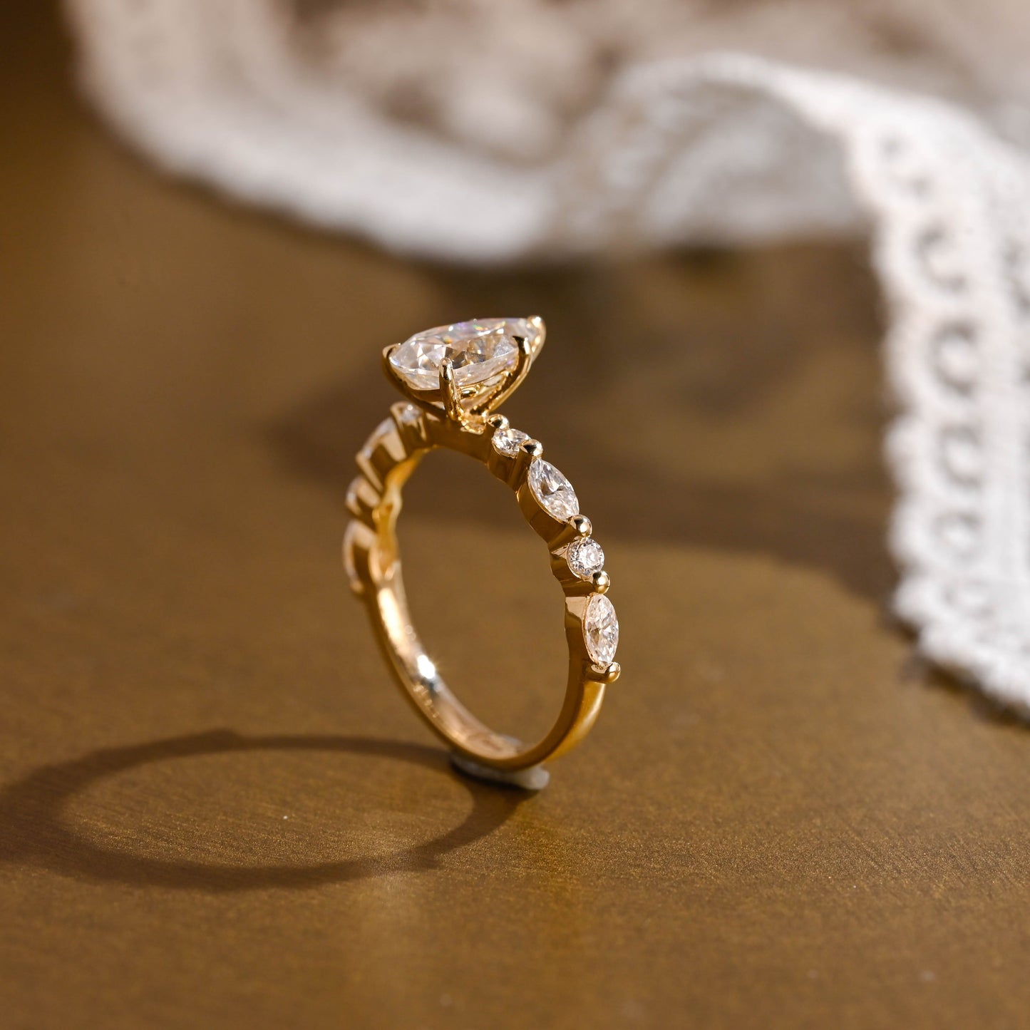 2 CT Emerald Pave Moissanite Engagement Ring