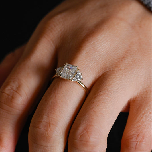 2 CT Emerald Pave Moissanite Engagement Ring
