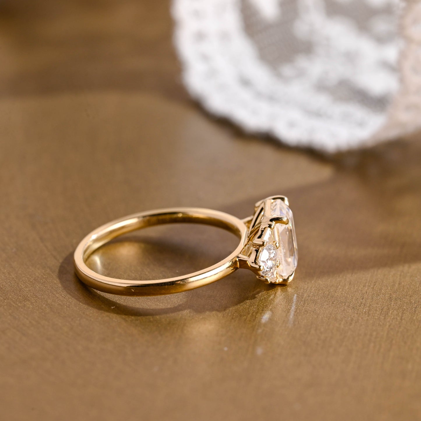2 CT Emerald Pave Moissanite Engagement Ring