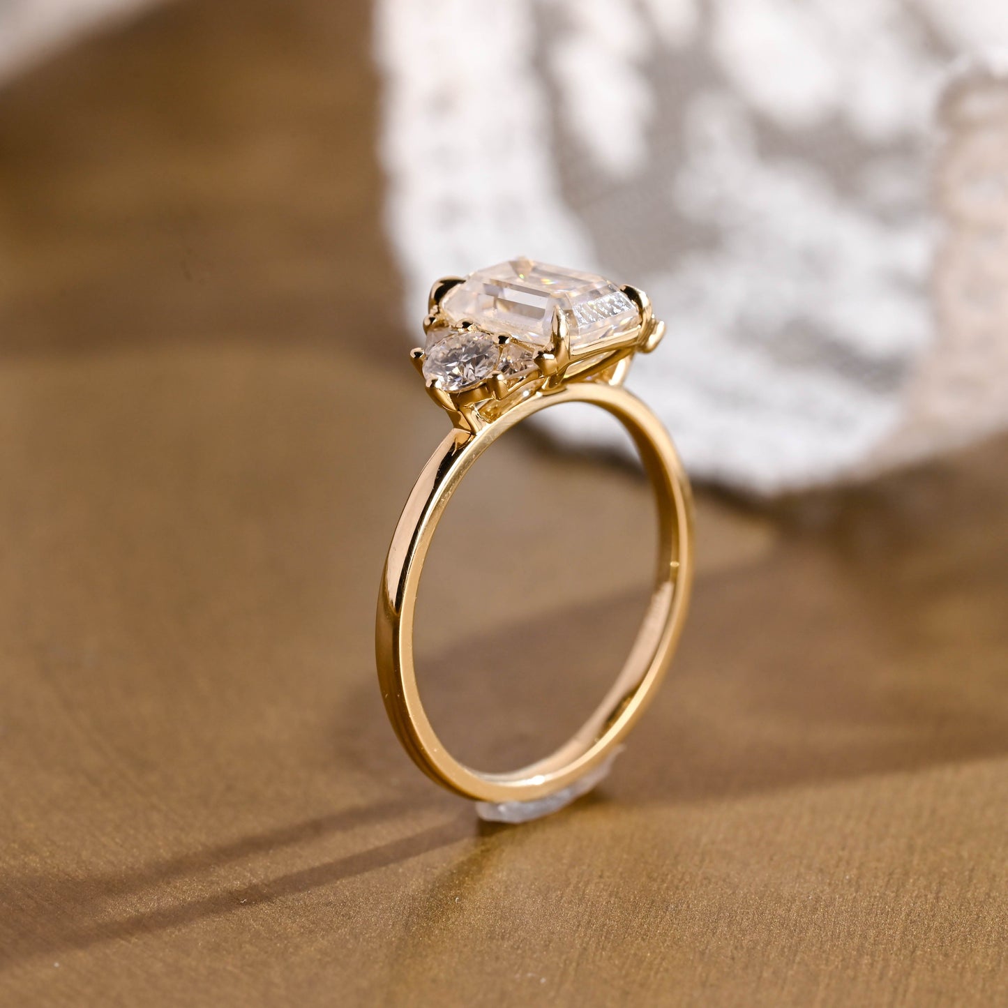 2 CT Emerald Pave Moissanite Engagement Ring