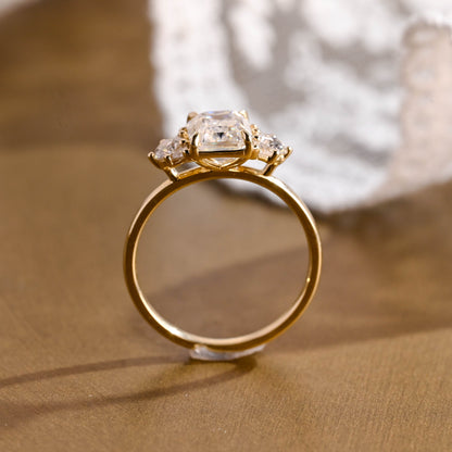 2 CT Emerald Pave Moissanite Engagement Ring