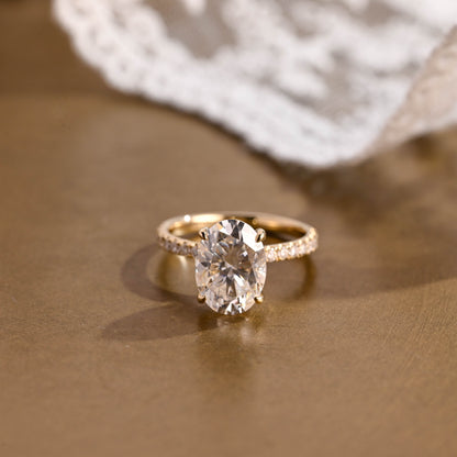2 CT Emerald Pave Moissanite Engagement Ring