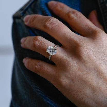 2 CT Emerald Pave Moissanite Engagement Ring