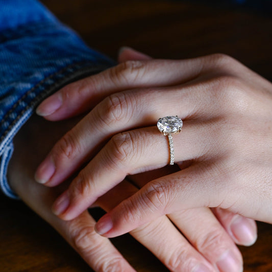 2 CT Emerald Pave Moissanite Engagement Ring