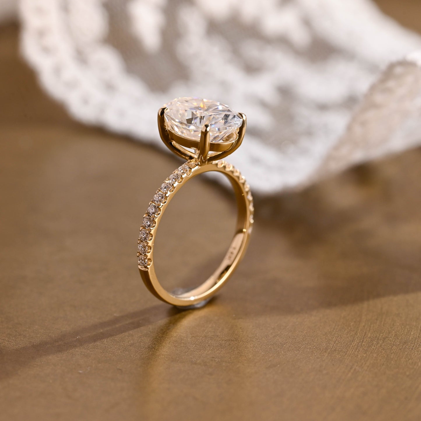 2 CT Emerald Pave Moissanite Engagement Ring