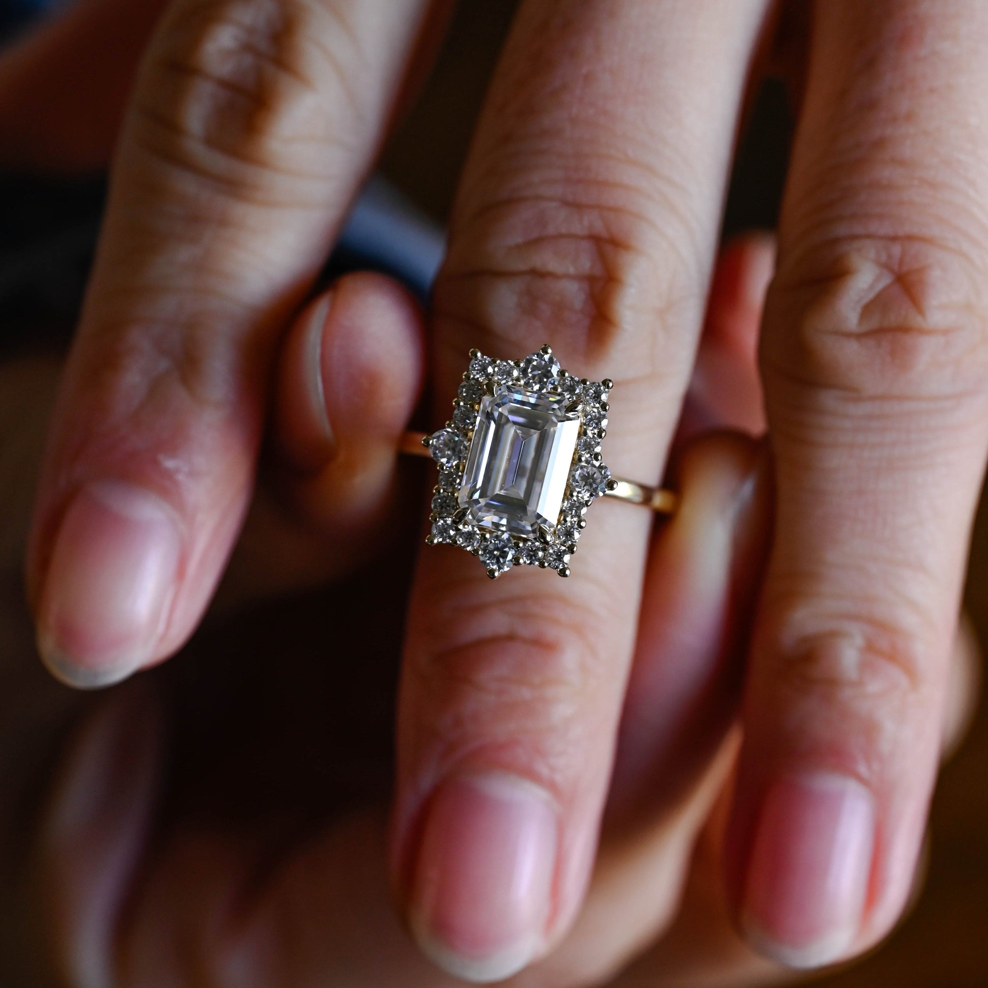 2 CT Emerald Pave Moissanite Engagement Ring