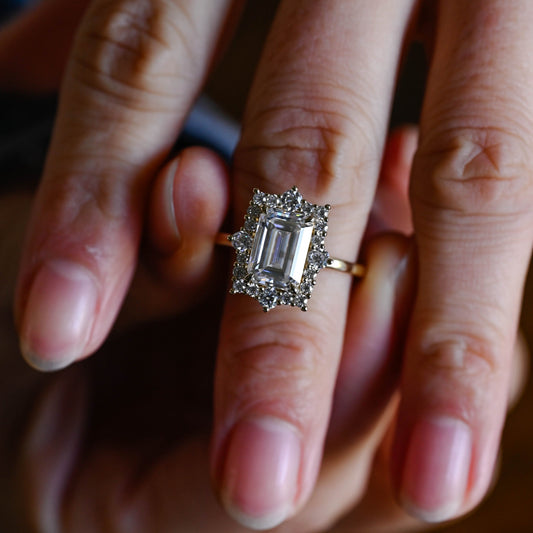 2 CT Emerald Pave Moissanite Engagement Ring