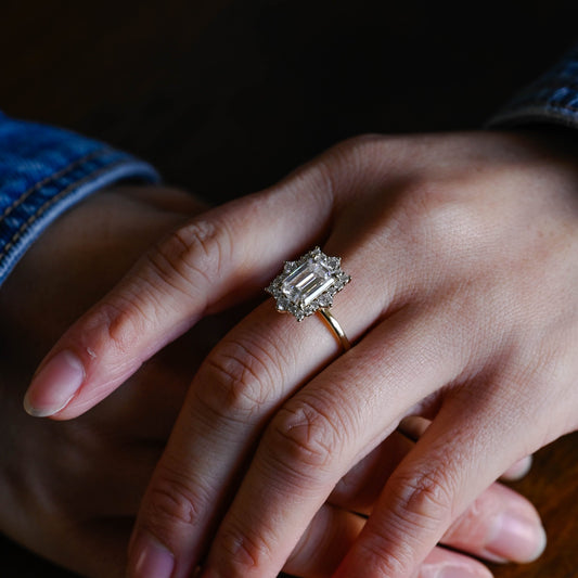 2 CT Emerald Pave Moissanite Engagement Ring