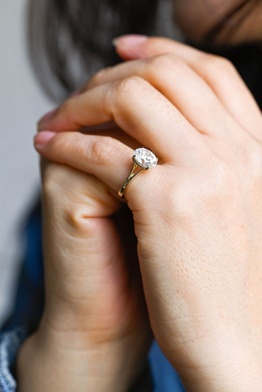 2 CT Emerald Pave Moissanite Engagement Ring