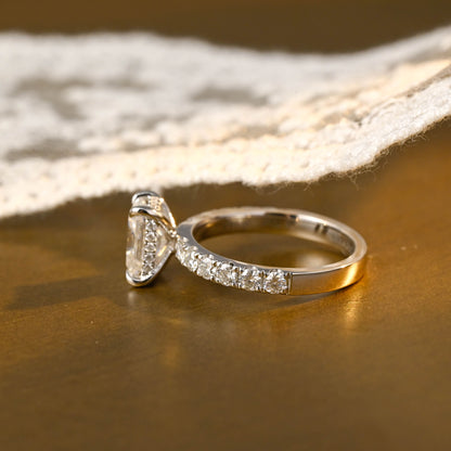 2 CT Emerald Pave Moissanite Engagement Ring