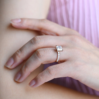 2 CT Emerald Pave Moissanite Engagement Ring