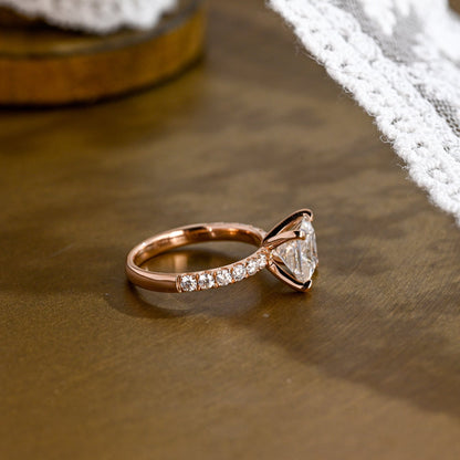 2 CT Emerald Pave Moissanite Engagement Ring