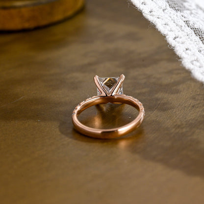 2 CT Emerald Pave Moissanite Engagement Ring
