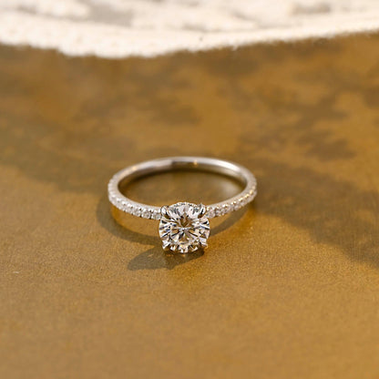 2 CT Emerald Pave Moissanite Engagement Ring
