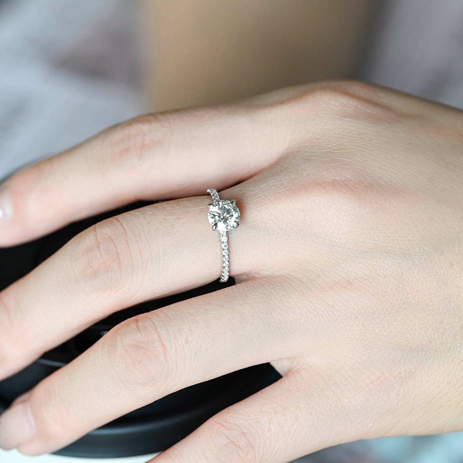 2 CT Emerald Pave Moissanite Engagement Ring