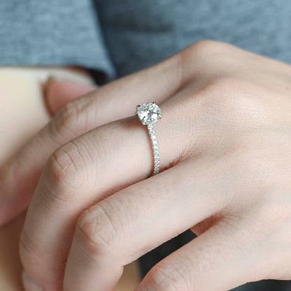 2 CT Emerald Pave Moissanite Engagement Ring