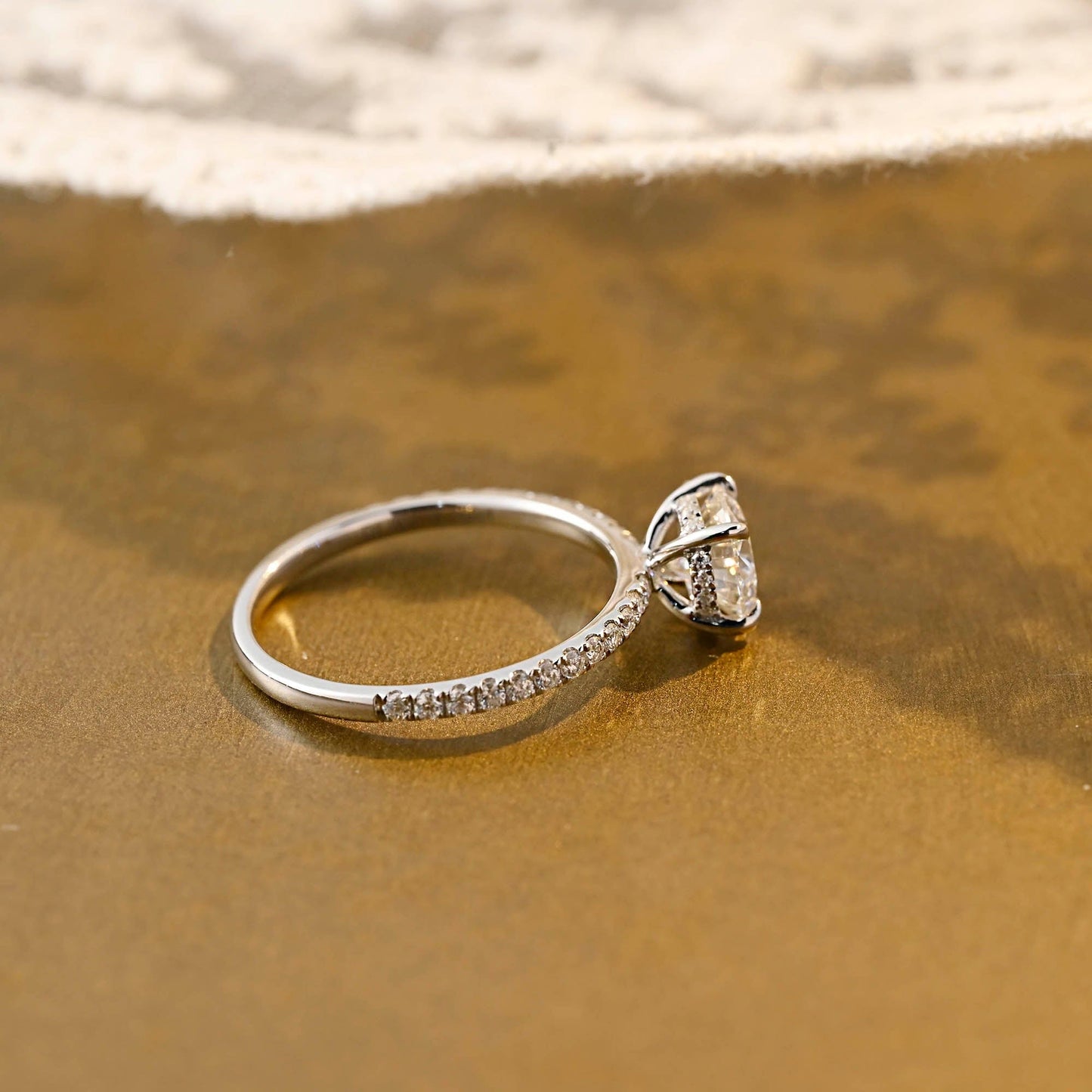 2 CT Emerald Pave Moissanite Engagement Ring