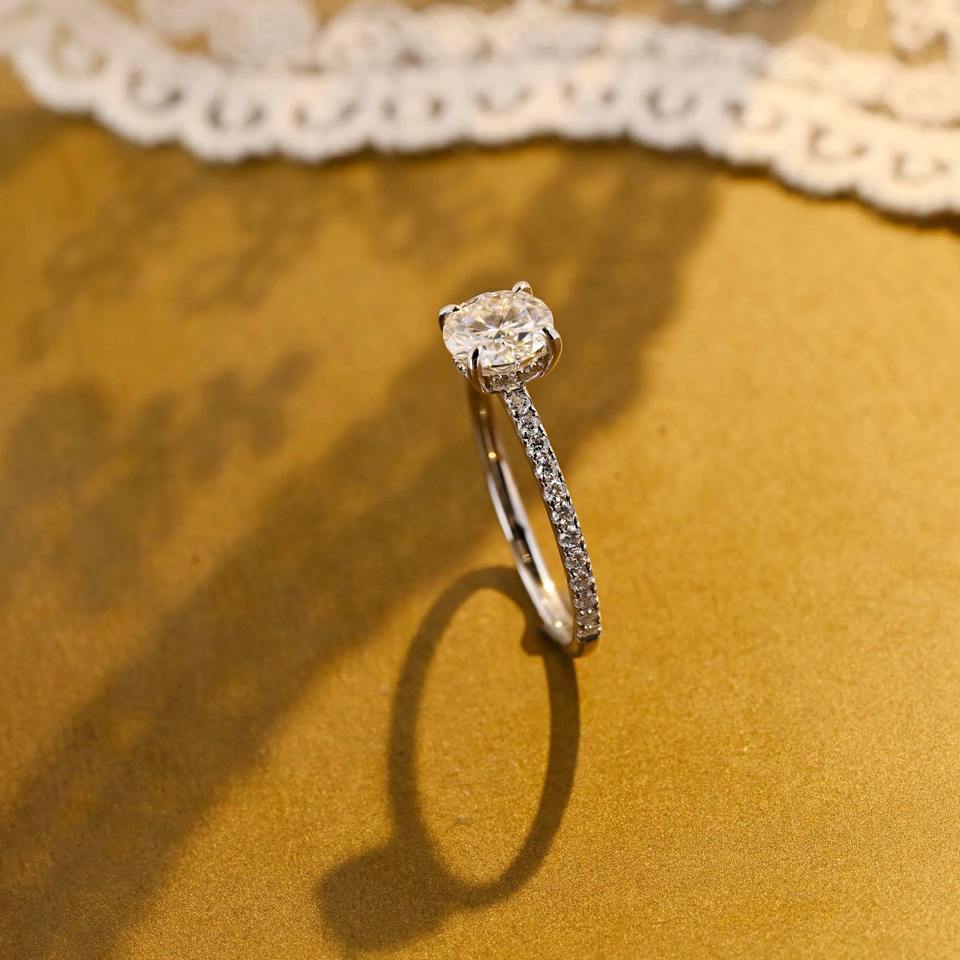 2 CT Emerald Pave Moissanite Engagement Ring