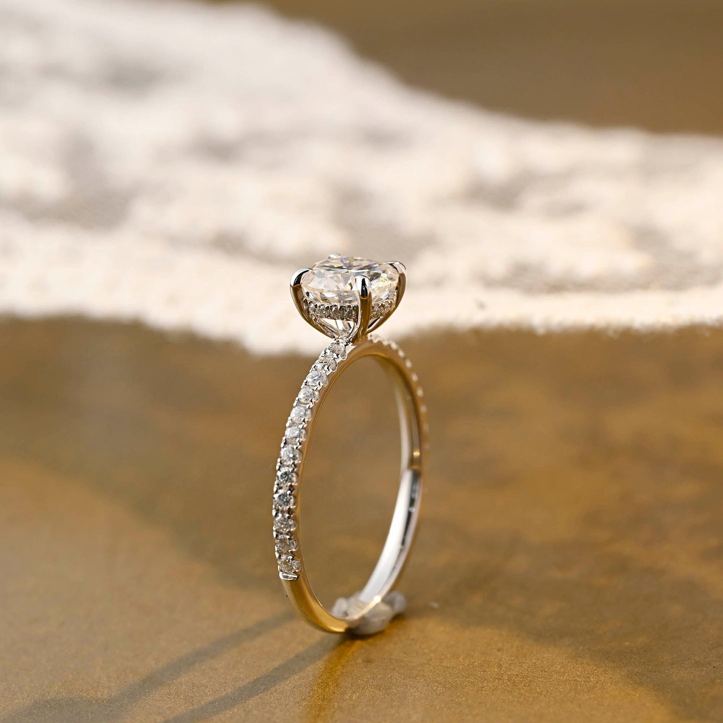 2 CT Emerald Pave Moissanite Engagement Ring