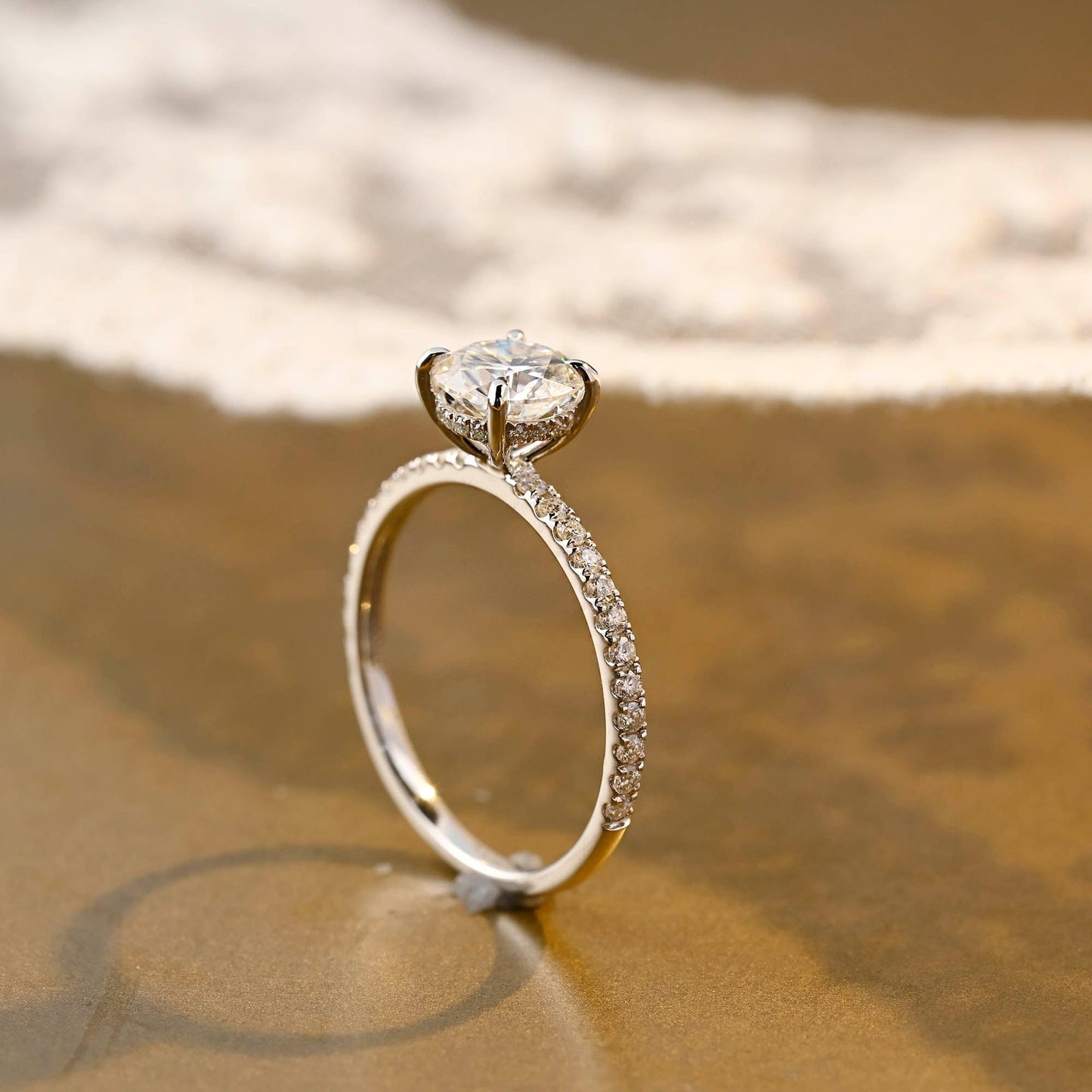 2 CT Emerald Pave Moissanite Engagement Ring