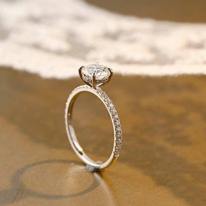 2 CT Emerald Pave Moissanite Engagement Ring