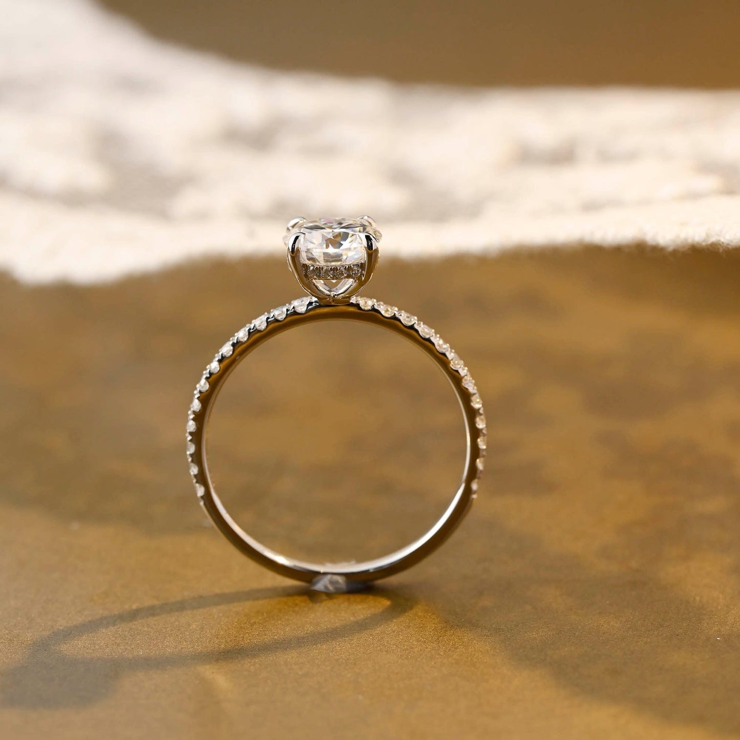 2 CT Emerald Pave Moissanite Engagement Ring