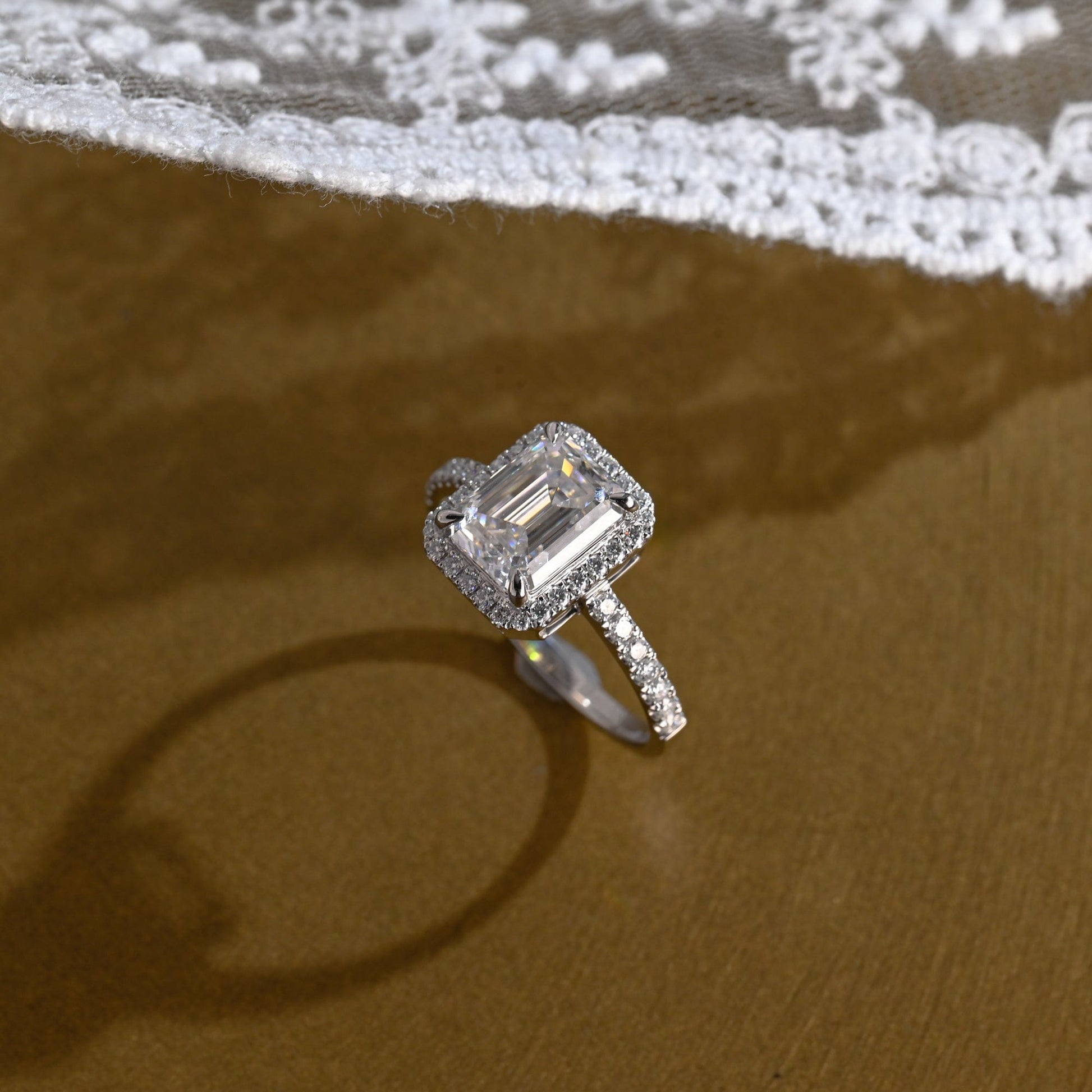 2 CT Emerald Pave Moissanite Engagement Ring