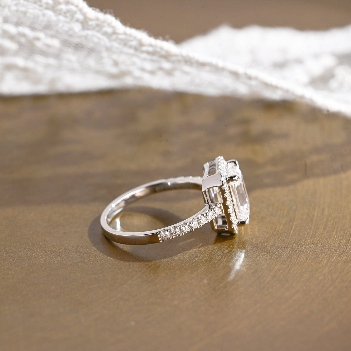 2 CT Emerald Pave Moissanite Engagement Ring