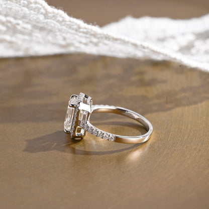2 CT Emerald Pave Moissanite Engagement Ring