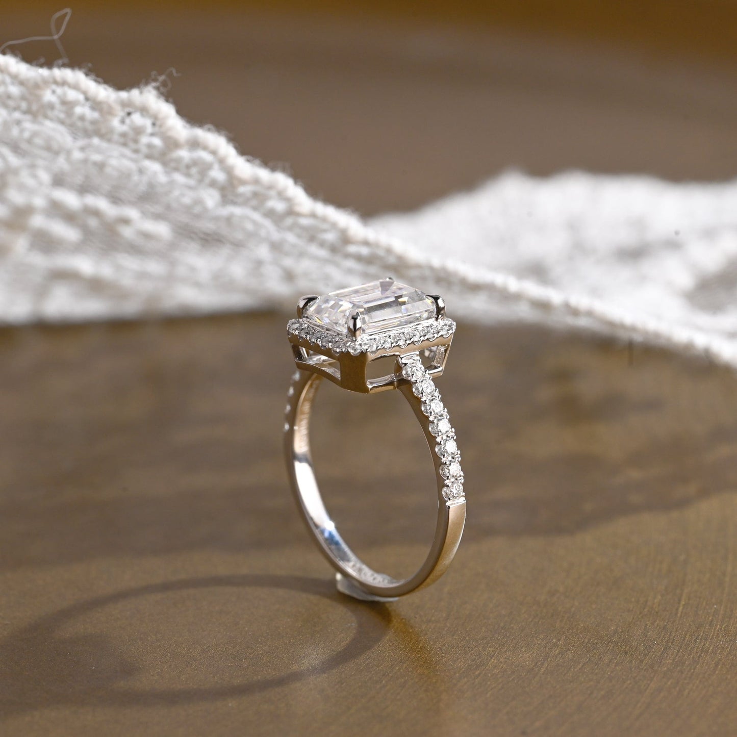 2 CT Emerald Pave Moissanite Engagement Ring