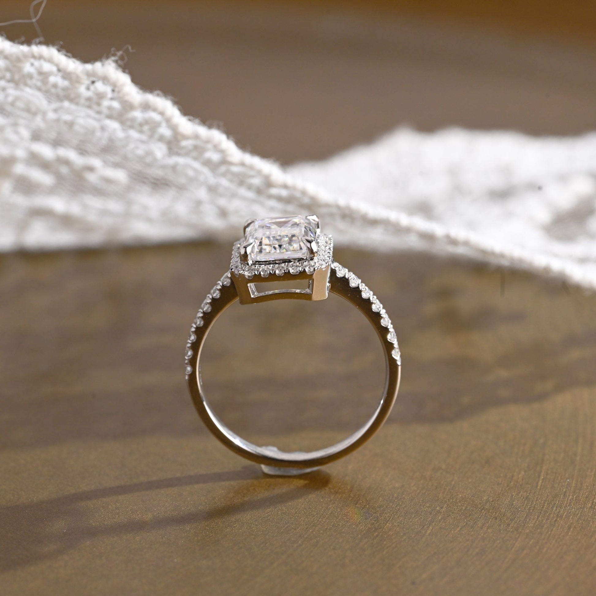 2 CT Emerald Pave Moissanite Engagement Ring
