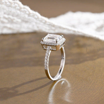2 CT Emerald Pave Moissanite Engagement Ring