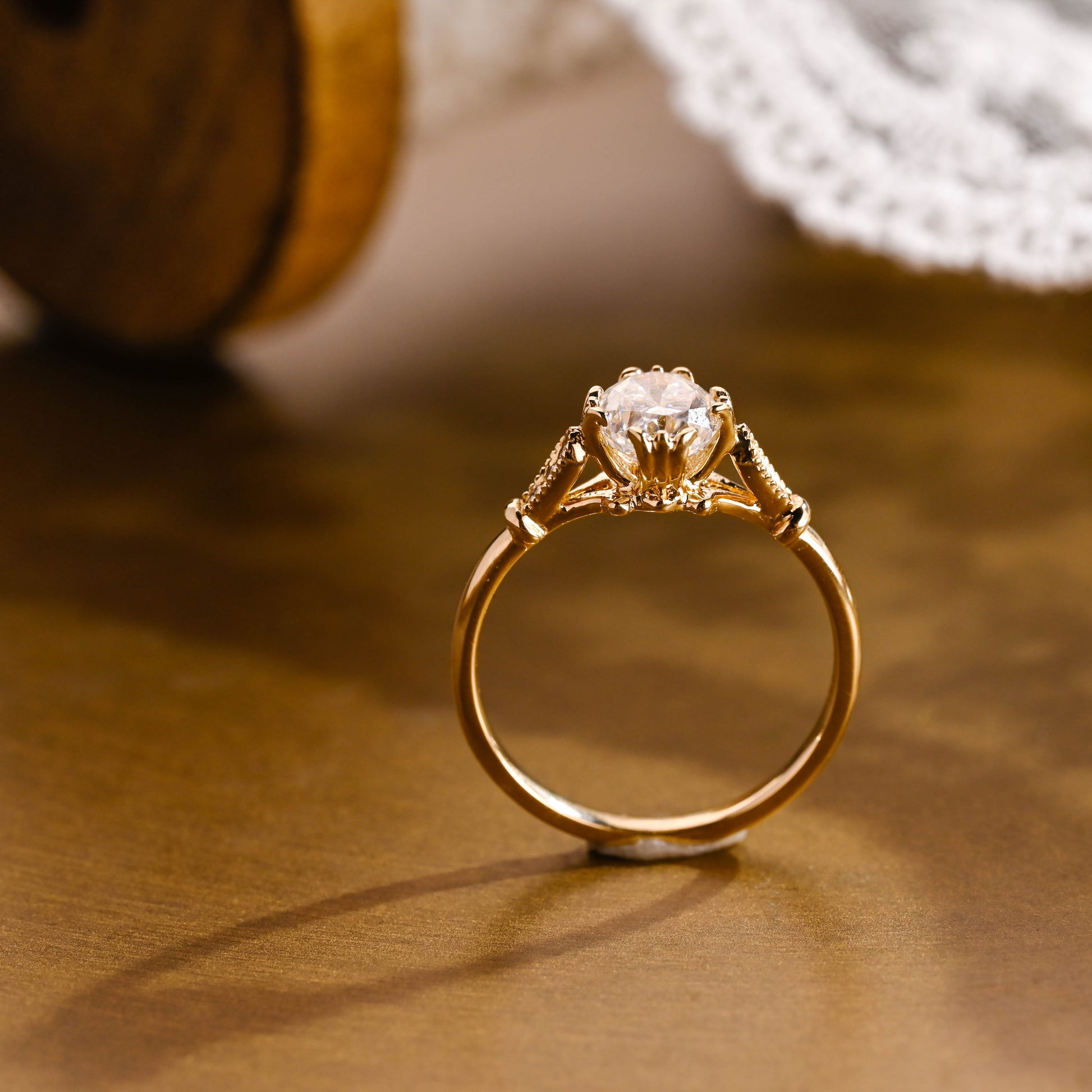 2 CT Emerald Pave Moissanite Engagement Ring