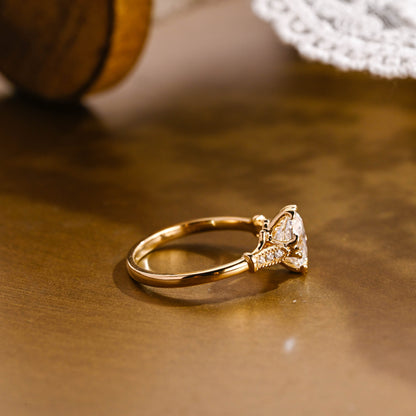 2 CT Emerald Pave Moissanite Engagement Ring